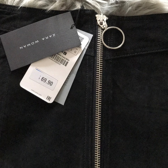 NWT Zara Suede Black Zip Skirt Size Large 🌟 - Picture 3 of 5